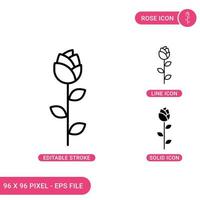 icônes roses définissent une illustration vectorielle avec un style de ligne d'icône solide. beau concept de fleur. icône de trait modifiable sur fond isolé pour la conception Web, l'infographie et l'application mobile ui. vecteur