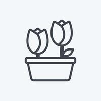 icône tulipes en pot. adapté au symbole du printemps. style de ligne. conception simple modifiable. vecteur de modèle de conception. illustration de symbole simple