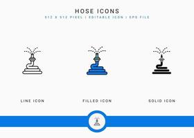 les icônes de tuyau définissent l'illustration vectorielle avec un style de ligne d'icône solide. concept d'agriculture de jardinage de plantes. icône de trait modifiable sur fond isolé pour la conception Web, l'interface utilisateur et l'application mobile vecteur