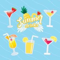 ensemble de boissons et de fruits d'été cocktail, illustration vectorielle vecteur