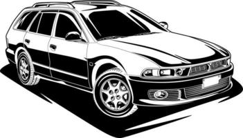 illustration vectorielle de voiture noir et blanc pour la conception conceptuelle