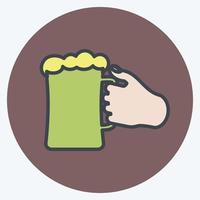 icône tenant le verre à bière. adapté au symbole des actions de la main. style de couleur assortie. conception simple modifiable. vecteur de modèle de conception. illustration de symbole simple