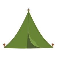 tente de camping verte de vecteur. icône de tipi de forêt isolé sur fond blanc. équipement de voyage en plein air nature. illustration de canopée plate isolée sur fond blanc. vecteur