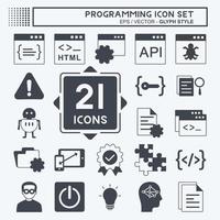 jeu d'icônes de programmation. adapté au symbole de programmation. style de glyphe. conception simple modifiable. vecteur de modèle de conception. illustration de symbole simple