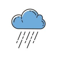icône de couleur bleue averse. pluie torrentielle. nuage, fortes pluies. pluie torrentielle, battante. phénomène météorologique. événement météorologique. mousson. Saison des pluies. illustration vectorielle isolée vecteur