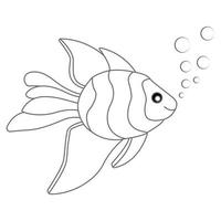 coloriage de poisson sous l'eau avec des bulles vecteur