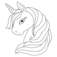 jolie page de coloriage de licorne pour les enfants vecteur