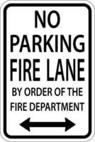 Pas de parking fire lane double flèche signe sur fond blanc vecteur