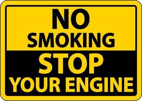 Ne pas fumer arrêter votre moteur signe sur fond blanc vecteur