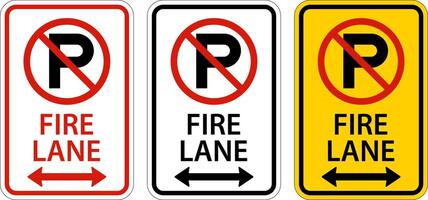 Pas de parking fire lane double flèche signe sur fond blanc vecteur