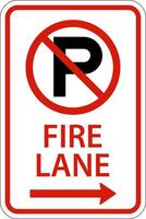 pas de stationnement fire lane flèche droite signe sur fond blanc vecteur