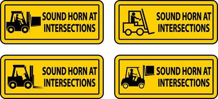 Avertisseur sonore aux intersections étiquette signe sur fond blanc vecteur