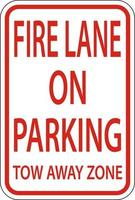 fire lane pas de parking signe de zone de remorquage sur fond blanc vecteur