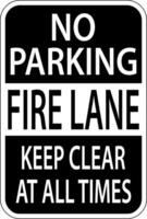 fire lane se tenir à l'écart en tout temps signe sur fond blanc vecteur