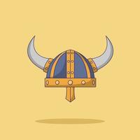 illustration de l'icône vectorielle du casque viking. vecteur médiéval. style de dessin animé plat adapté à la page de destination web, à la bannière, au dépliant, à l'autocollant, au fond d'écran, à l'arrière-plan