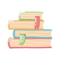 pile de livres en style cartoon. une pile de livres, manuels, blocs-notes pour la lecture. illustration vectorielle. vecteur