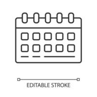 calendrier mural, icône linéaire de planificateur de bureau. illustration de fine ligne de planificateur d'entreprise. symbole de contour de feuille de temps mensuelle. lieu de travail de bureau, dessin de contour isolé de vecteur d'accessoire à la maison. trait modifiable