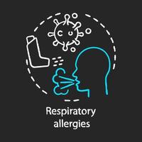 icône de concept de craie d'allergies respiratoires. idée de maladies allergiques aéroportées. inhalateur pour l'asthme, personne qui tousse, bactéries. illustration de tableau isolé de vecteur