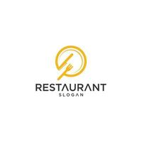logo alimentaire avec cuillère, fourchette et couteau. création de logo de restaurant vecteur