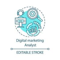 icône de concept turquoise analyste marketing numérique. illustration de fine ligne d'idée de spécialité d'analyse Web. analyse de statistiques en ligne. la promotion des produits. dessin de contour isolé de vecteur. trait modifiable vecteur