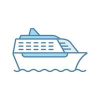 bateau de croisière en icône de couleur de vue latérale. paquebot. bateau, bateau de croisière, ferry. le transport de l'eau. voyage d'été. illustration vectorielle isolée vecteur