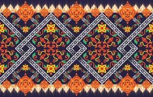 style de broderie traditionnelle orientale géométrique. motif floral tribal ikat harmonieux. ethnique aztèque tissu tapis mandala ornement natif bohème chevron textile vecteur