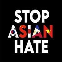 arrêtez la haine asiatique avec plusieurs drapeaux de pays en asie vecteur