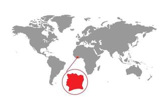 mise au point de la carte cote divoire. carte du monde isolée. isolé sur fond blanc. illustration vectorielle.