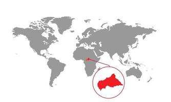 mise au point de la carte de la république centrafricaine. carte du monde isolée. isolé sur fond blanc. illustration vectorielle. vecteur