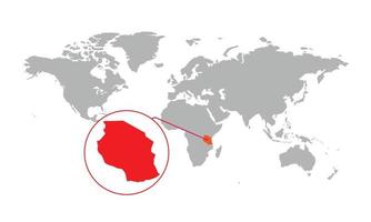 mise au point de la carte de la tanzanie. carte du monde isolée. isolé sur fond blanc. illustration vectorielle. vecteur