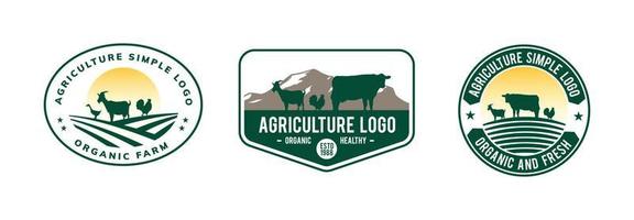 concept de logo de ferme pour badge ou autres vecteur