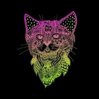 illustration d'animal avec ornement d'art. dessin d'art ornemental décoratif d'animal. graphique vectoriel de chat