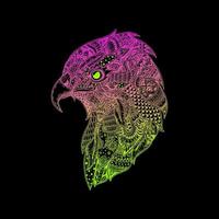 illustration de faucon avec ornement d'art. dessin d'art ornemental décoratif d'animal. graphique vectoriel de faucon