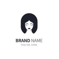 illustration de logo femme avec des cheveux de beauté vecteur