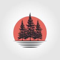 pin arbres silhouette logo design illustration vectorielle