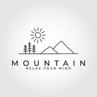 illustration vectorielle de dessin au trait montagne abstraite simple logo minimaliste vecteur