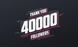 merci 40000 abonnés, modèle de carte de voeux pour les réseaux sociaux. vecteur