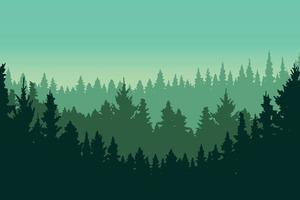 vecteur de silhouette de forêt de pins