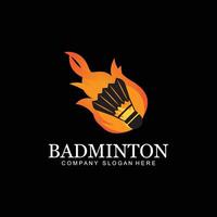 vecteur d'icône de logo de badminton, joueur de sport, utilisant une raquette, concept rétro premium