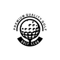 icône vectorielle logo balle de golf, bâton et golf. jeux de plein air, illustration de concept rétro
