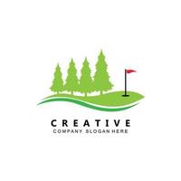 icône vectorielle logo balle de golf, bâton et golf. jeux de plein air, illustration de concept rétro