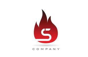 s feu rouge flammes alphabet lettre logo design. modèle d'icône créative pour les entreprises et les entreprises vecteur