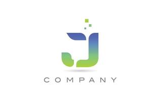j icône verte du logo de la lettre de l'alphabet. modèle de conception créative pour les entreprises et les entreprises vecteur