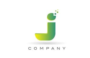création d'icône de logo lettre alphabet j avec point vert. modèle créatif pour entreprise et entreprise vecteur