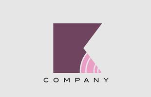 création géométrique d'icône de logo de lettre d'alphabet de k. modèle créatif pour entreprise et entreprise en couleur rose