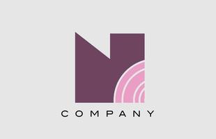 création d'icône de logo géométrique n lettre alphabet. modèle créatif pour entreprise et entreprise en couleur rose vecteur