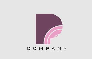 création d'icône de logo géométrique p alphabet lettre. modèle créatif pour entreprise et entreprise en couleur rose vecteur