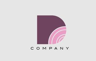 création d'icône de logo de lettre d'alphabet géométrique d. modèle créatif pour entreprise et entreprise en couleur rose vecteur