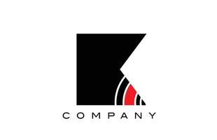 k création d'icône de logo de lettre d'alphabet géométrique noir et rouge. modèle créatif pour les entreprises et les entreprises vecteur