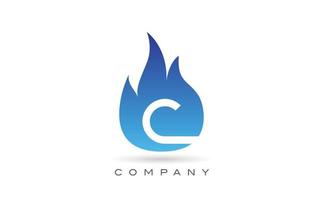 c création de logo de lettre alphabet flammes de feu bleu. modèle d'icône créative pour entreprise et entreprise vecteur